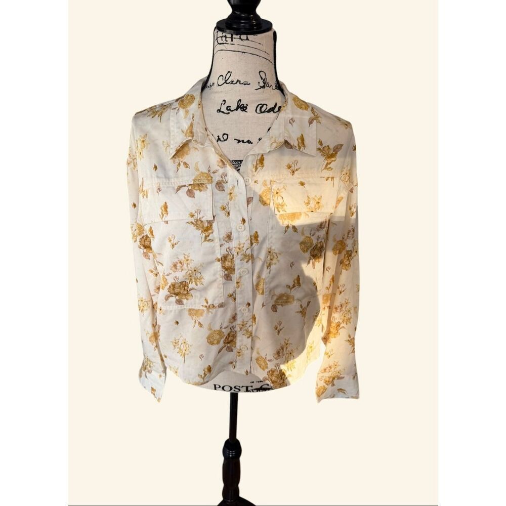NWT Woolrich x Target Floral Utility Shirt Yellow Cream Size S Lyocell